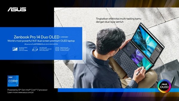 Laptop ASUS Zenbook Pro 14 Duo OLED ringkas dan portabel