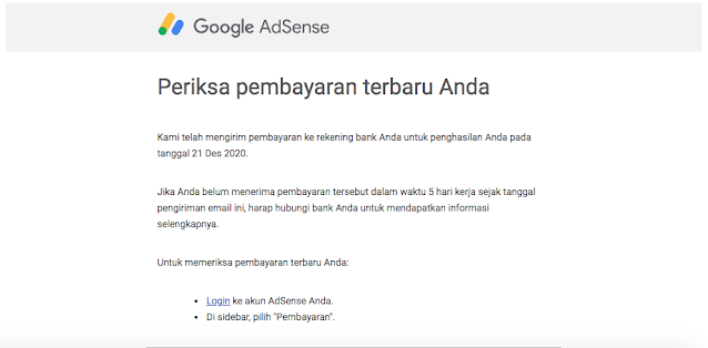 Notifikasi Pembayaran dari Google Adsense di Email - hostze.net