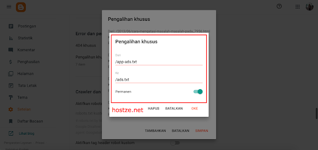 Ubah Setelean dari App-ads.txt ke ads.txt - hostze.net