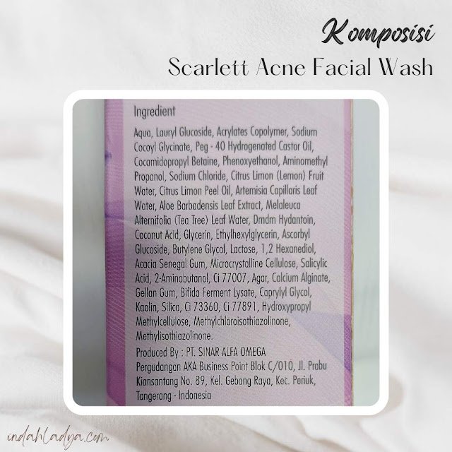 Komposisi Scarlett Acne Facial Wash